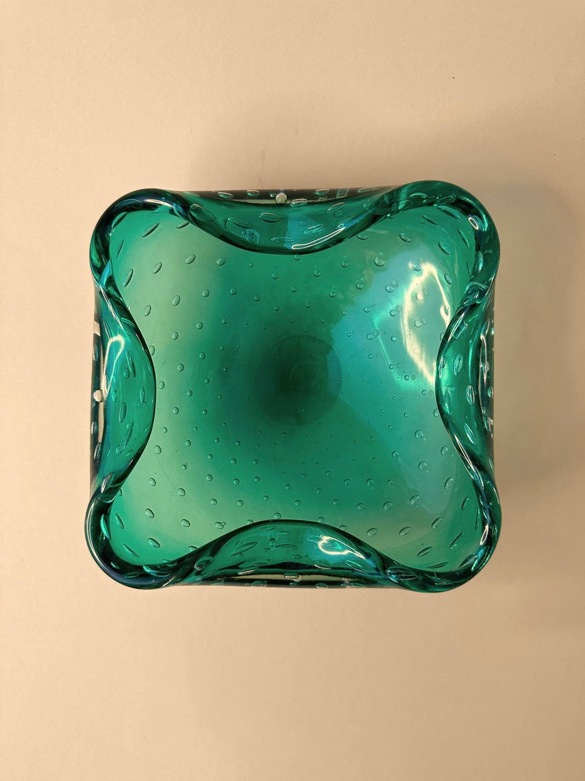 Mint Green Bubble Glass Decorative Ashtray - Image 3