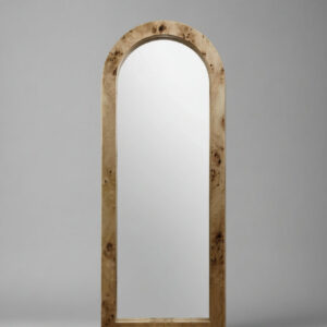 Arched Burl Wood Floor Mirror