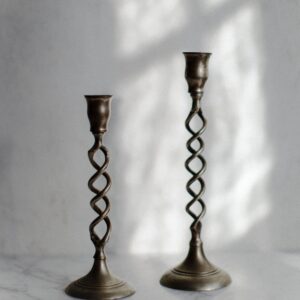 Pair of Twisted Brass Candle Holders