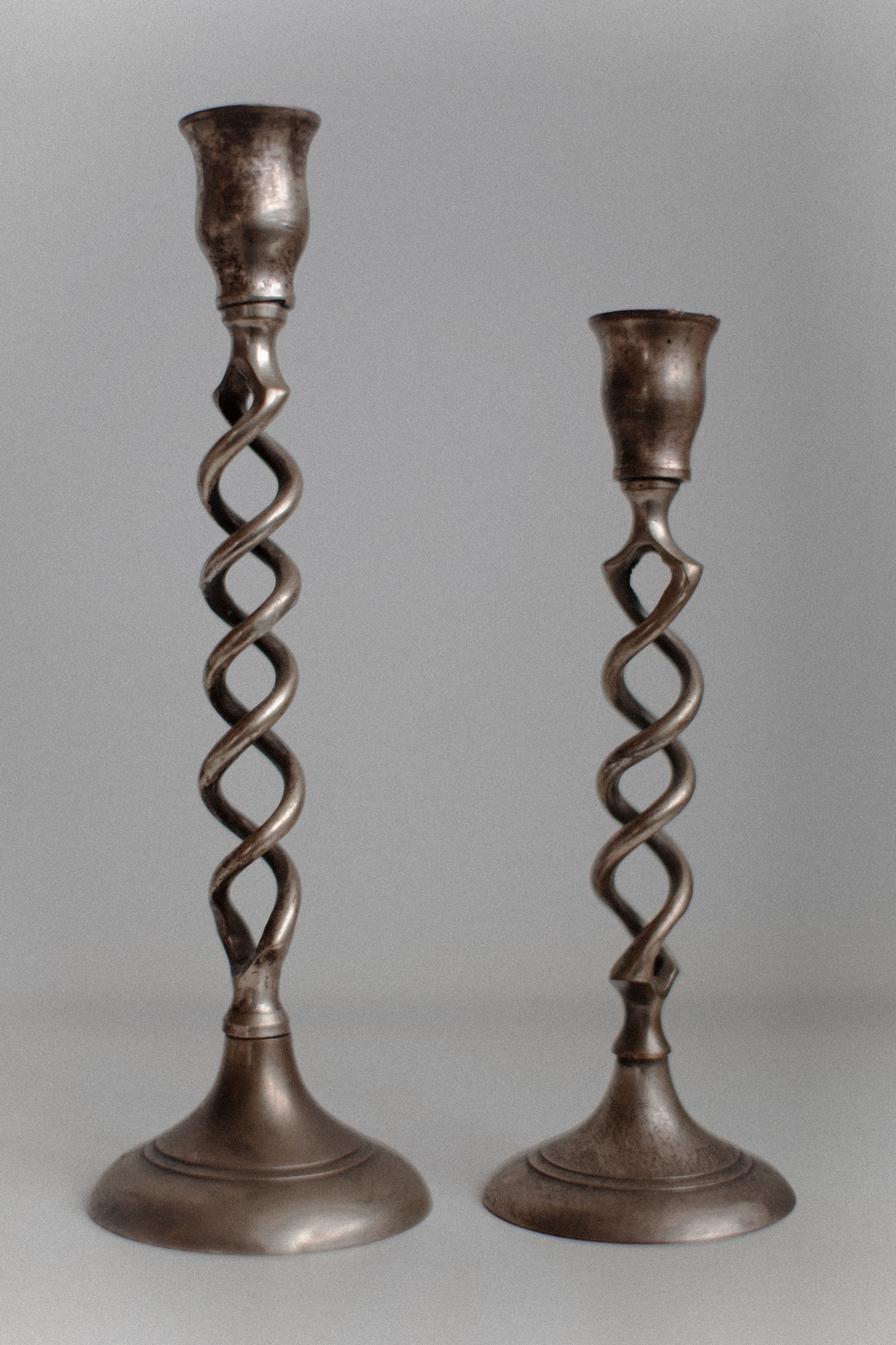 Pair of Twisted Brass Candle Holders - Image 2