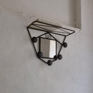 Wrought Iron Wall Mirror With Coat Rack