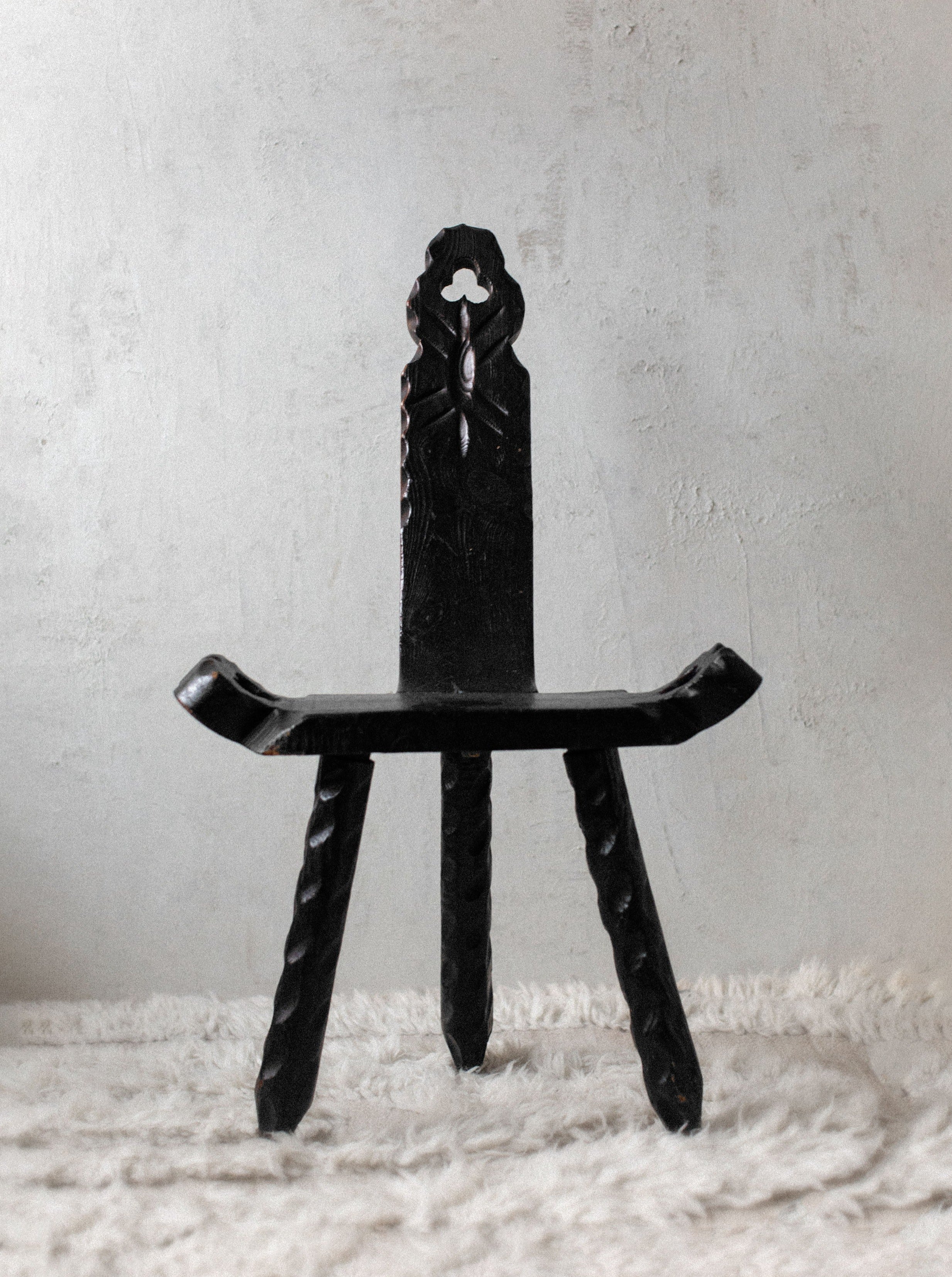 Brutalist Wooden Accent Chair