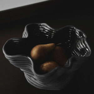Black Wavy Ceramic Display Bowl