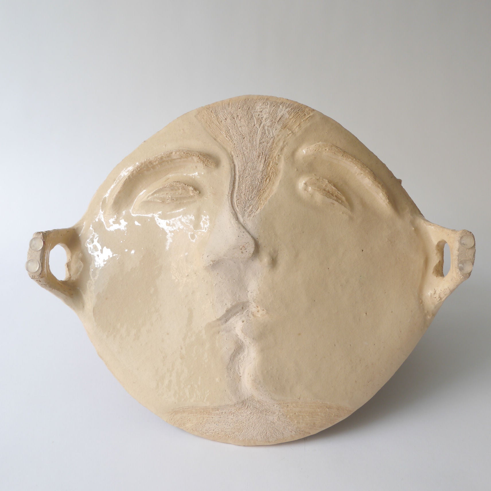 Hand-Painted Face Ceramic Display Plate - Image 4