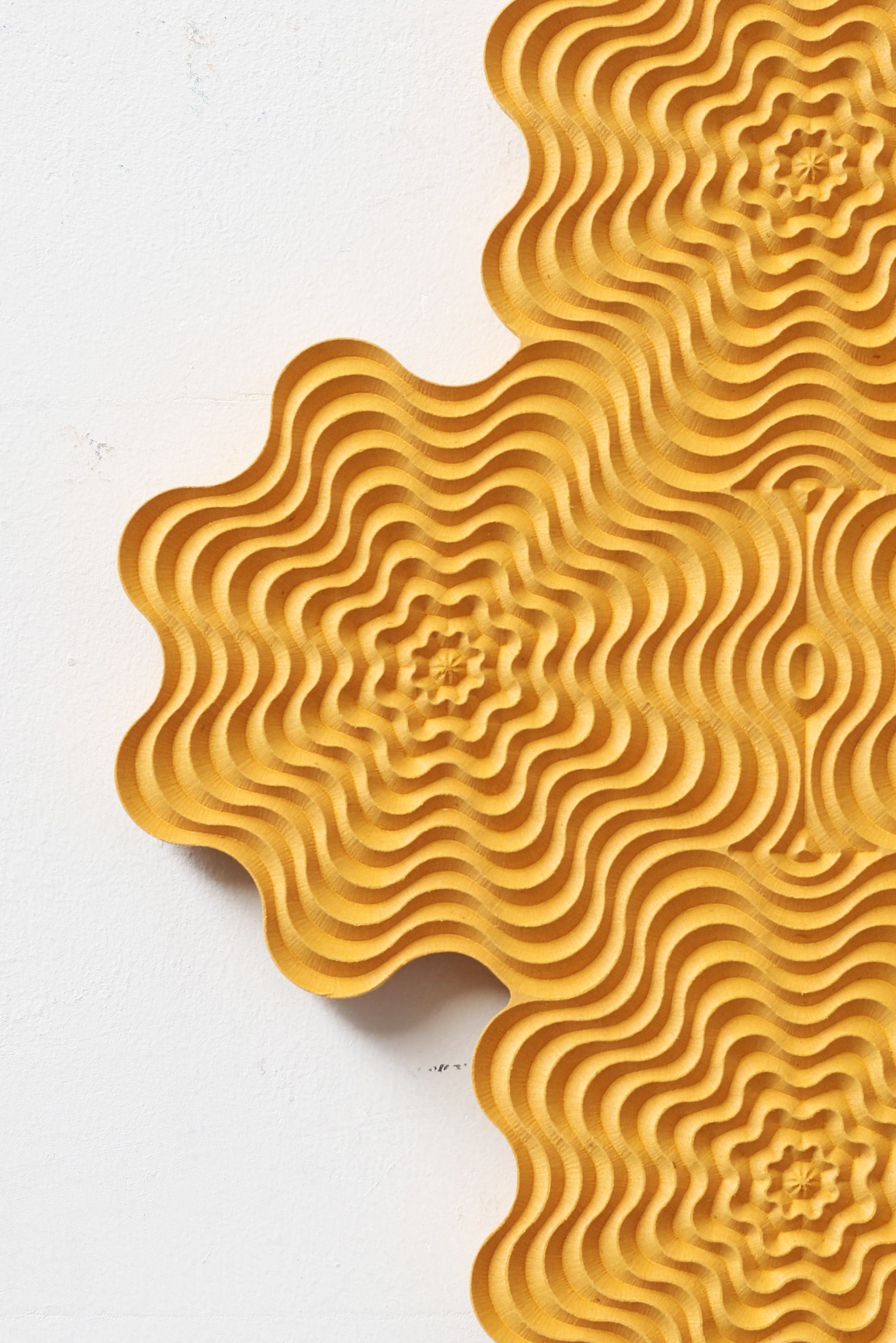Ochre Carved Wood Wall Sculpture - Image 3
